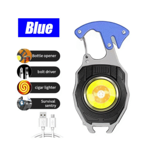 Cob Led Flashlight Super Bright 7 Modes, Multifunctional Keychain Type-C Rechargeable Torch with Lighter,Screwdriver,Whistle,Bottle Opener 800 Lumens Emergency Use Light for Outdoor Camping