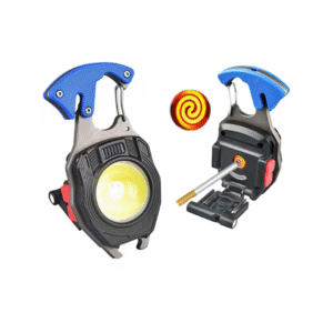 Cob Led Flashlight Super Bright 7 Modes, Multifunctional Keychain Type-C Rechargeable Torch with Lighter,Screwdriver,Whistle,Bottle Opener 800 Lumens Emergency Use Light for Outdoor Camping