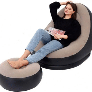 2-in-1 Lounge Inflatable Chair Set Portable Recliner with Air Pump