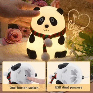 Cute Panda Silicon Night Lamp 7 Colour Changing Light for Kids Bedroom, USB Rechargeable