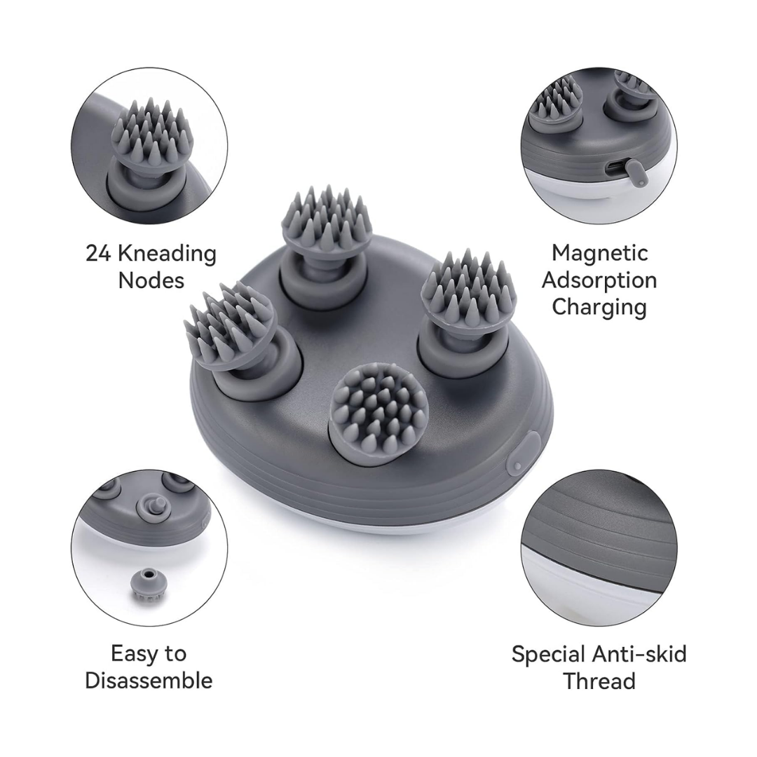 Electric Scalp Massager, Portable Rechargeable Head Massager with 96 Massage Nodes. - Image 4