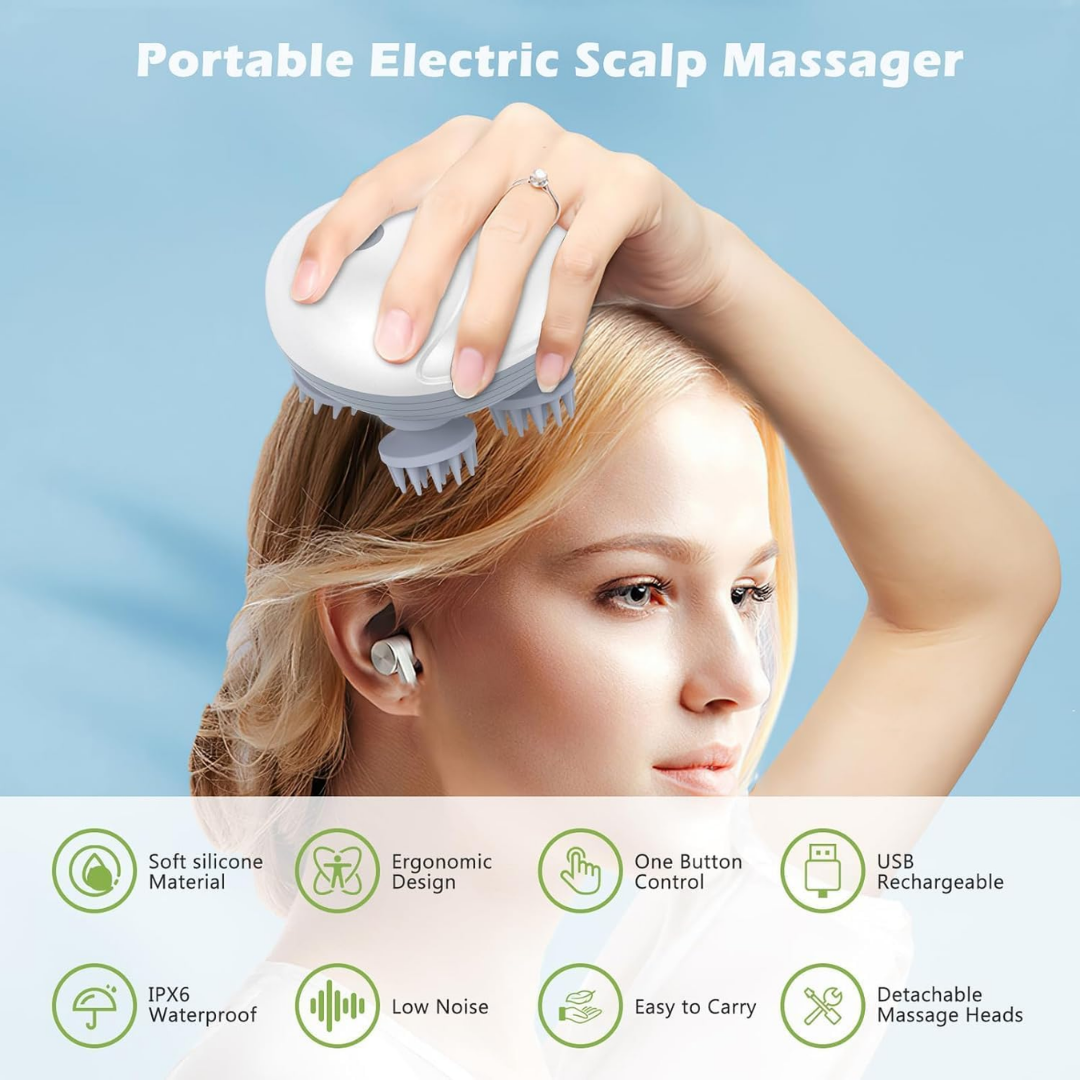 Electric Scalp Massager, Portable Rechargeable Head Massager with 96 Massage Nodes. - Image 6