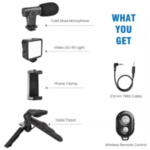 AY-49 RGB LED Video Vlogging Light Kit, Portable Dimmable LED Panel with Adjustable Colors, Rechargeable Battery, Tripod Stand – Ideal for Vlogging, Photography & Video Recording