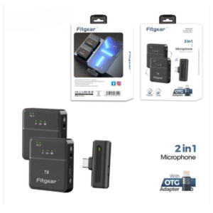 Fitgear 2-in-1 Wireless Microphone System, Portable Handheld & Lavalier Mic with Receiver, Noise Reduction, Long Range & Rechargeable Battery – Ideal for Singing, Public Speaking, Presentations & Recording