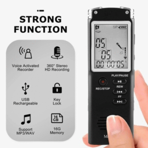8GB Digital Audio Voice Recorder with Key Lock Screen, Telephone Recording, Real-Time Display & MP3 Player