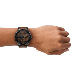 Diesel Men’s Analog Watch – Multicolor Dial with Brown Leather Strap (DZ7492)