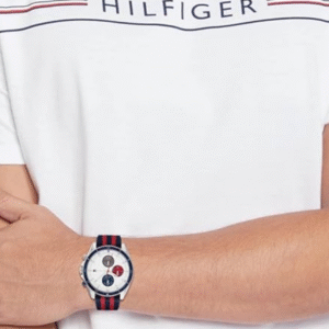 Tommy Hilfiger Men’s Analog Quartz Watch – White Dial with Nylon Strap (NETH1792035)