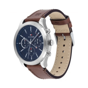 Tommy Hilfiger Men’s Matthew Analog Watch – Blue Dial with Brown Leather Strap (WTOTH1791940)