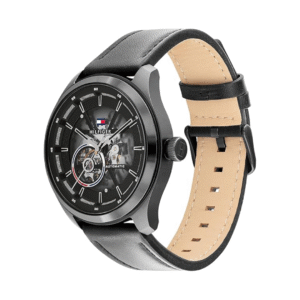 Tommy Hilfiger Men’s Sport Analog Watch – Black Dial with Black Leather Strap (TH1791887W)