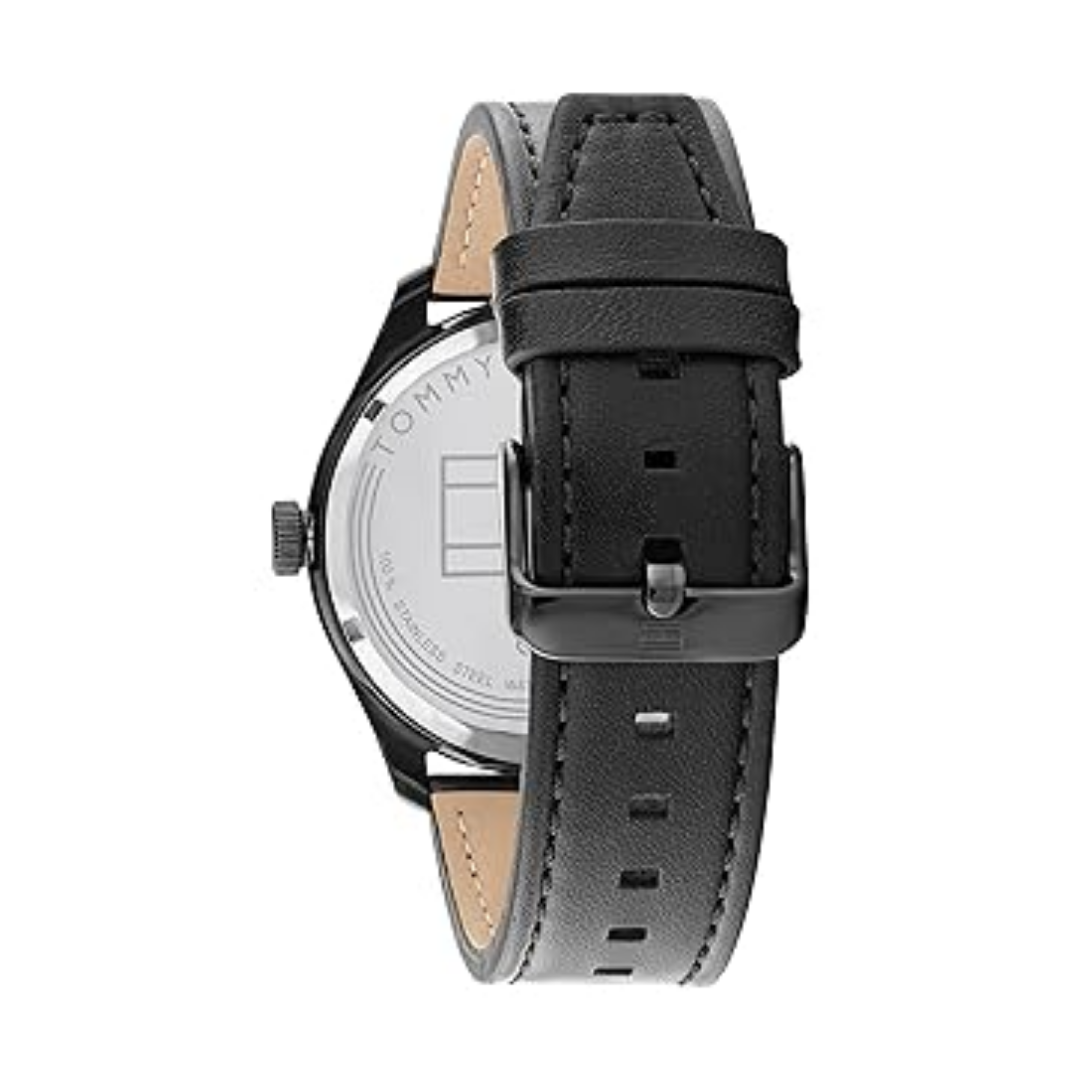 Tommy Hilfiger Men’s Sport Analog Watch – Black Dial with Black Leather Strap (TH1791887W) - Image 3