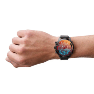 Diesel Men’s Leather Analog Black Oversized Dial Watch – DZ4519