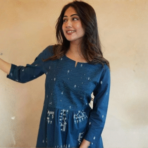 Women's Cotton Embroidered Anarkali Kurti with Pant Set