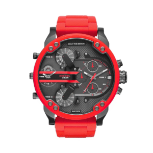 Diesel Stainless Steel Analog Gray Dial Men’s Watch with Red Band – DZ7370