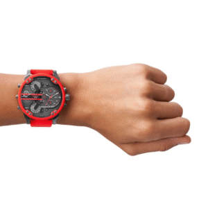 Diesel Stainless Steel Analog Gray Dial Men’s Watch with Red Band – DZ7370