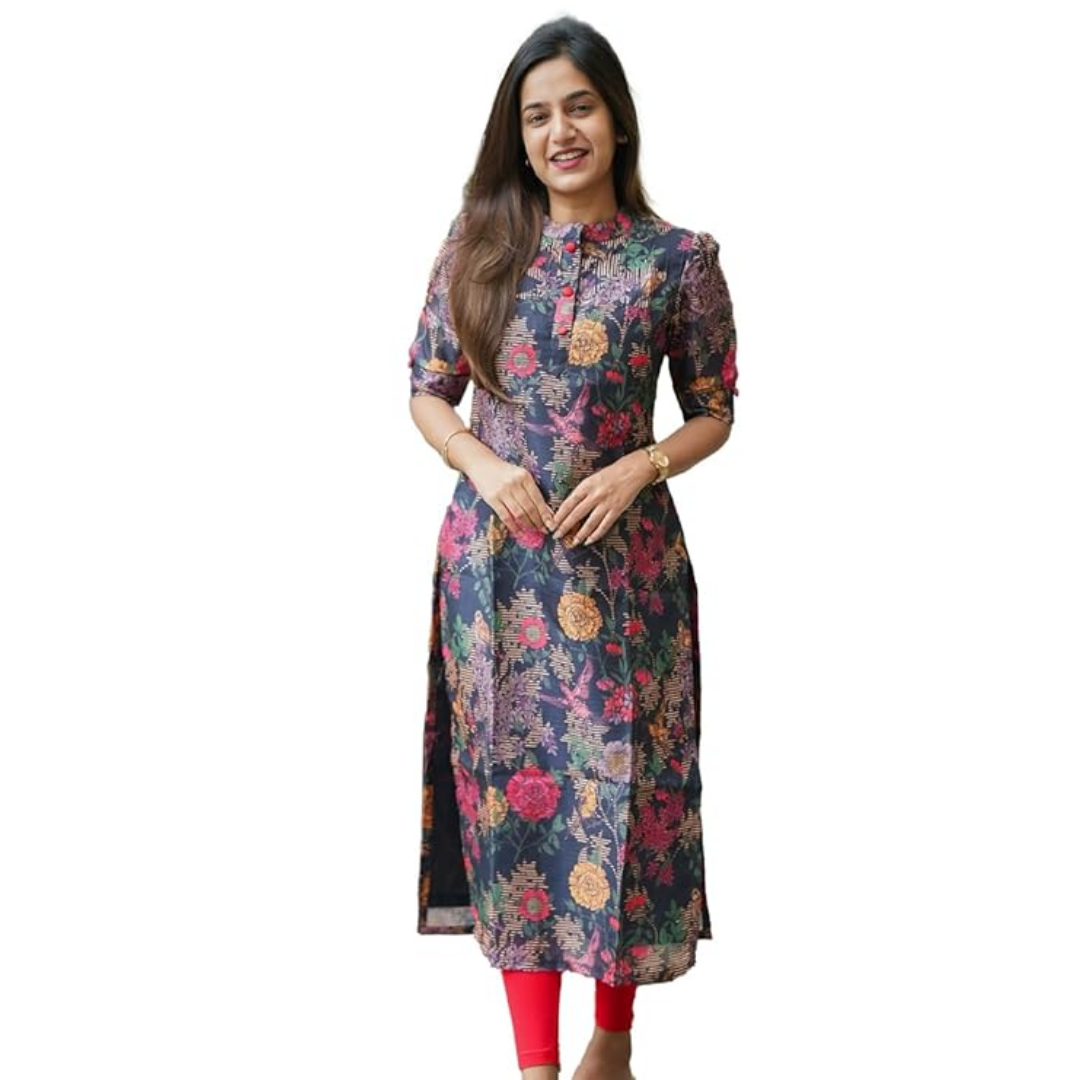 Sun Fashion And Lifestyle Women's Chanderi Stitched Printed Kurta