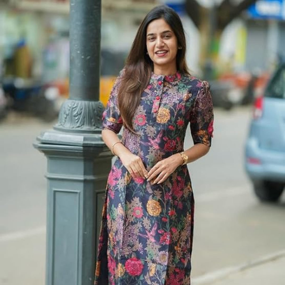 Sun Fashion And Lifestyle Women's Chanderi Stitched Printed Kurta - Image 3