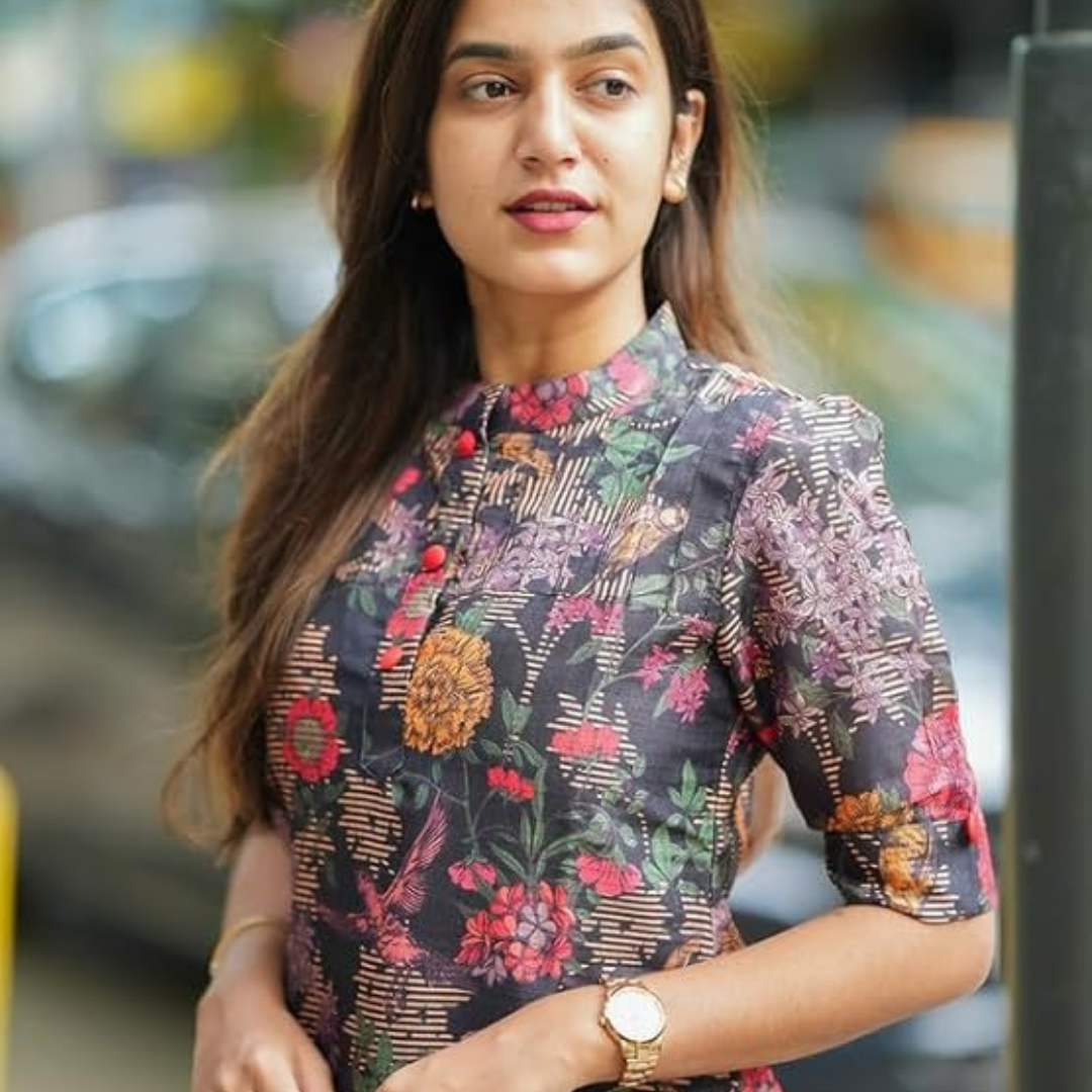 Sun Fashion And Lifestyle Women's Chanderi Stitched Printed Kurta - Image 4