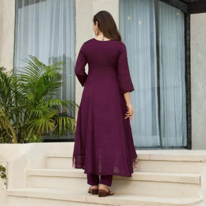 Women's Vichitra Silk Embroidered A-Line Kurta with Pant and Dupatta Set (NX2-656)