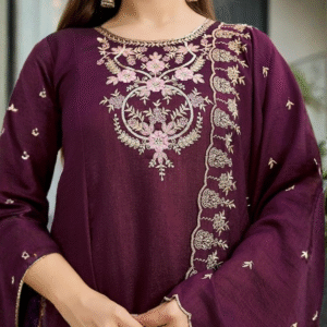 Women's Vichitra Silk Embroidered A-Line Kurta with Pant and Dupatta Set (NX2-656)