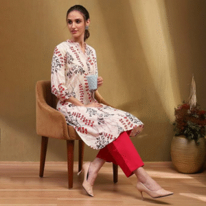 BIBA Women Cotton Printed Straight Kurta