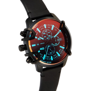 Diesel Men’s Leather Analog Black Oversized Dial Watch – DZ4519