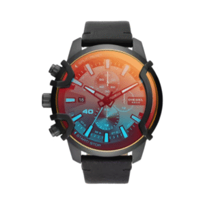 Diesel Men’s Leather Analog Black Oversized Dial Watch – DZ4519