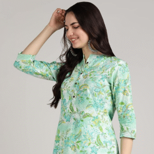 BLOCKS OF INDIA Cotton Hand Printed Short Kurti for Women