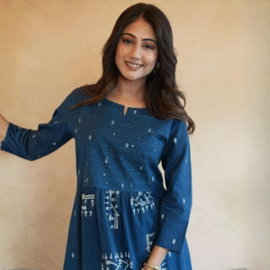 Women's Cotton Embroidered Anarkali Kurti with Pant Set