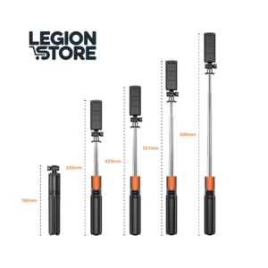 Bluetooth Extendable Selfie Stick cum Tripod with Wireless Remote (Black) 360° Adjustable | Compatible with iPhone & Android