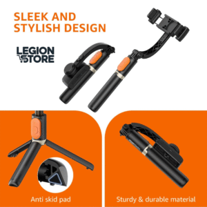 Bluetooth Extendable Selfie Stick cum Tripod with Wireless Remote (Black) 360° Adjustable | Compatible with iPhone & Android