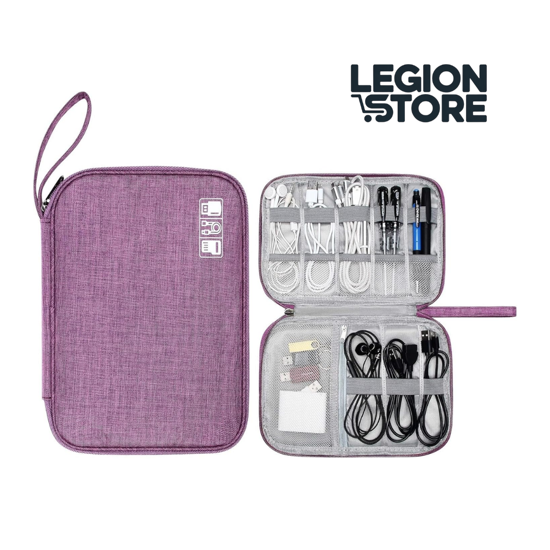 Electronic Accessories Organizer Bag – Travel Gadget Storage Case (Purple) Waterproof | Single-Layer Universal Cable Organizer - Image 2