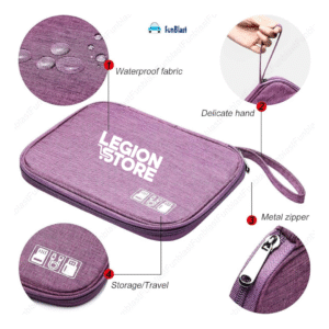 Electronic Accessories Organizer Bag – Travel Gadget Storage Case (Purple)  Waterproof | Single-Layer Universal Cable Organizer