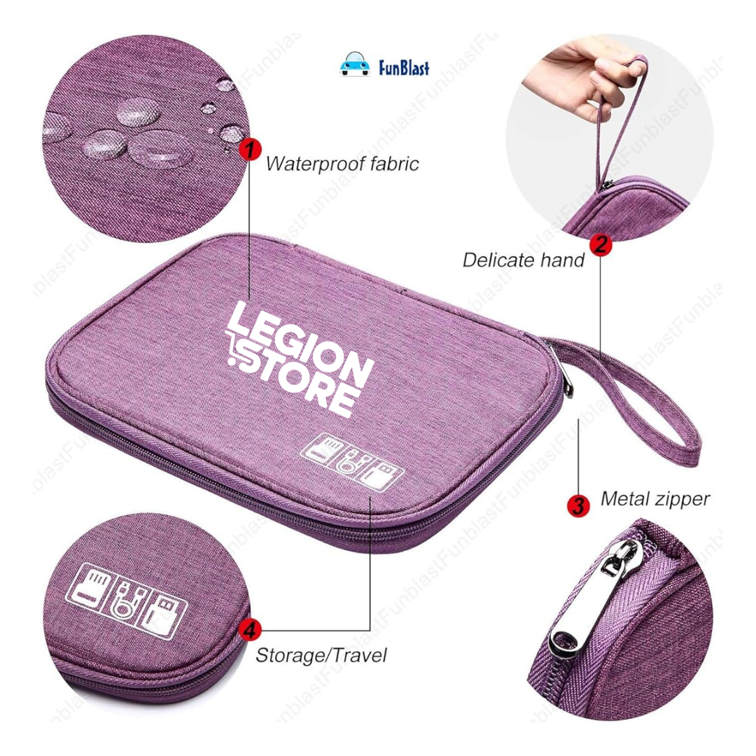 Electronic Accessories Organizer Bag – Travel Gadget Storage Case (Purple) Waterproof | Single-Layer Universal Cable Organizer - Image 3