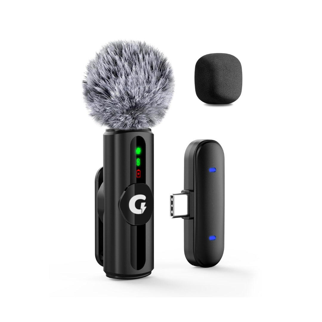 S12 Wireless Microphone for YouTube & Content Creation Type-C Single Channel | LED Indicator | Adjustable Noise Reduction