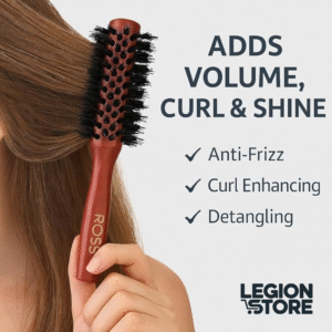Premium Round Hair Brush with Nylon Bristles & Wooden Handle  Roller Styling Brush for Men & Women