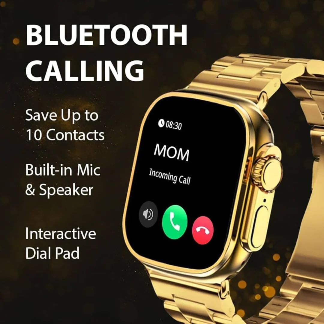C9 Ultra-2 Gold Smartwatch (Gold Chain Strap Included) - Image 5