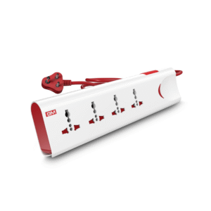 3060 Extension Board – 10 Amp Output, 250 Volts with 2 Meter Cord & Surge Protector  Master Switch | Safety Shutter | 4 International Sockets