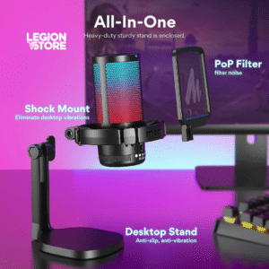 MAONO DGM20 RGB Condenser Gaming Microphone (Black)  USB Podcast Mic with Noise Cancellation, Gain Control & 1-Click Mute