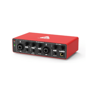 Audio Array AI-04 Gen 3 2x2 Gen 3 Audio Interface (Red)  24bit/192kHz Hi-Fi Recording | 48V Phantom Power | Metal Body | Plug & Play