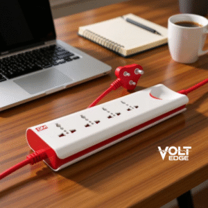 3060 Extension Board – 10 Amp Output, 250 Volts with 2 Meter Cord & Surge Protector  Master Switch | Safety Shutter | 4 International Sockets