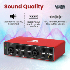 Audio Array AI-04 Gen 3 2x2 Gen 3 Audio Interface (Red)  24bit/192kHz Hi-Fi Recording | 48V Phantom Power | Metal Body | Plug & Play