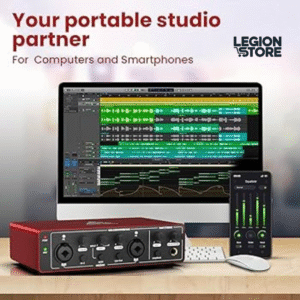 Audio Array AI-04 Gen 3 2x2 Gen 3 Audio Interface (Red)  24bit/192kHz Hi-Fi Recording | 48V Phantom Power | Metal Body | Plug & Play