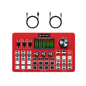 Audio Array AI-10 Professional Live Soundcard  1-Channel Mixer | Bluetooth | 3 Condenser Mic Inputs | Built-in FX | Gaming & Karaoke