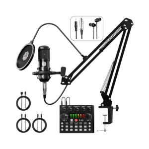 DIGIMORE D-430 Condenser Microphone Kit with V8 Sound Card  Complete Studio Recording Set | Voice Changer | Karaoke, Gaming & Podcast
