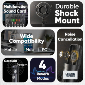 DIGIMORE D-430 Condenser Microphone Kit with V8 Sound Card  Complete Studio Recording Set | Voice Changer | Karaoke, Gaming & Podcast