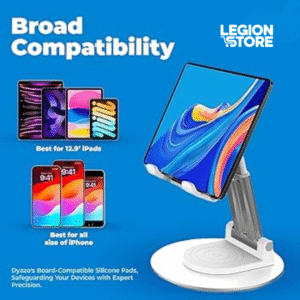 Foldable Tablet Stand | 360° Rotating Desk Holder (White)  Compatible with Tablets up to 12.9 Inches