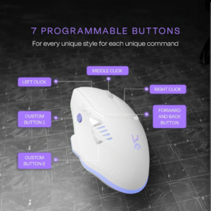 Kreo Hawk Wired Gaming Mouse  PMW3327 Sensor | 12,400 DPI | 8 Programmable Buttons | Customizable RGB | Ergonomic Design (White Hawk)